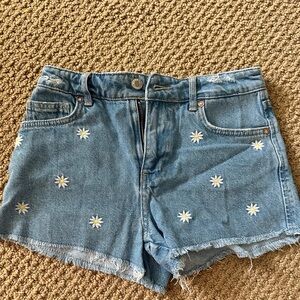 Zara Blue Jean Shorts with Daisy Embroidery